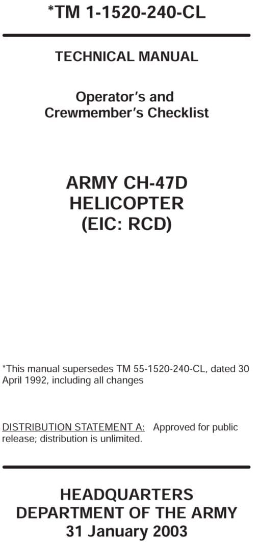 Flight Manual for the Boeing Vertol CH-47 Chinook